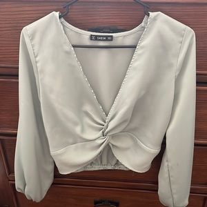 S green crop blouse